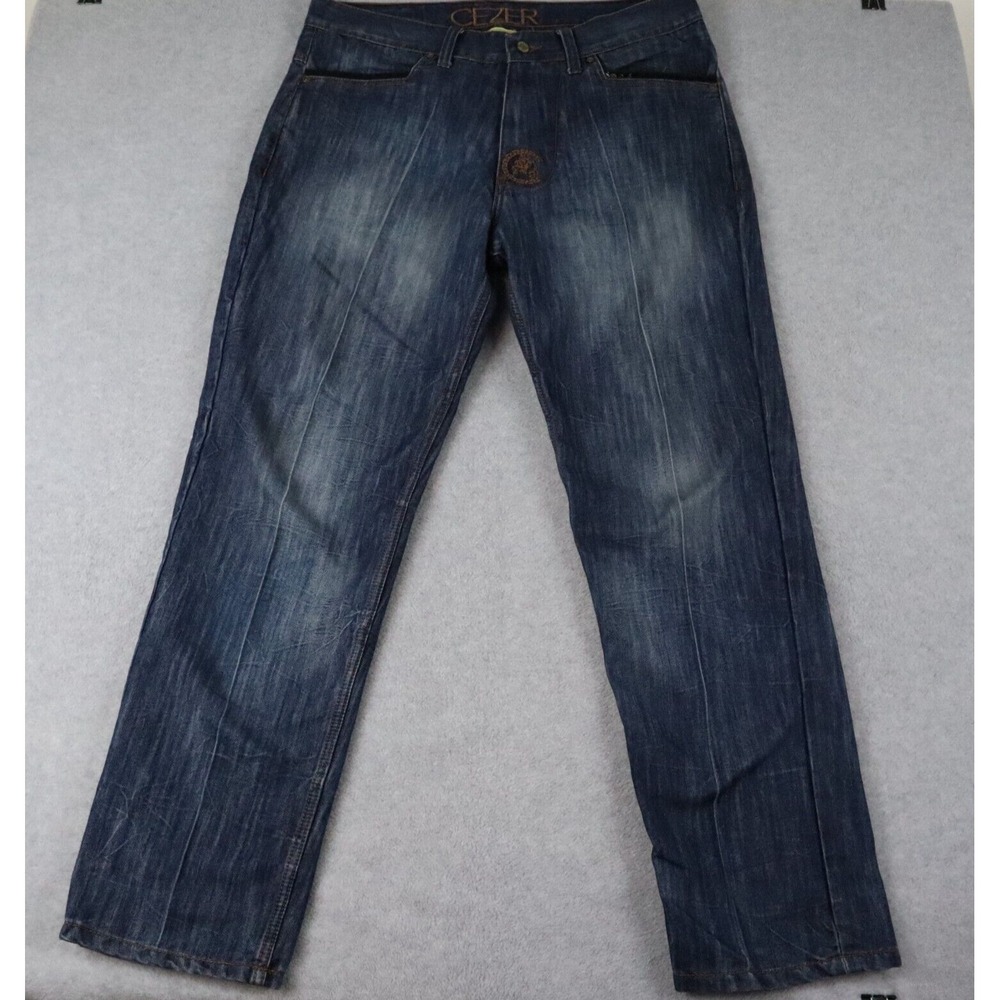 Cezer Jeans Mens 38‎ Straight Leg Denim Dark Blue